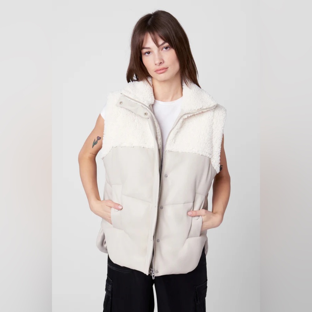 BLANK NYC Vest Sherpa Coat Vegan Leather Jacket Size S NWT Retail $128 - Picture 3 of 6